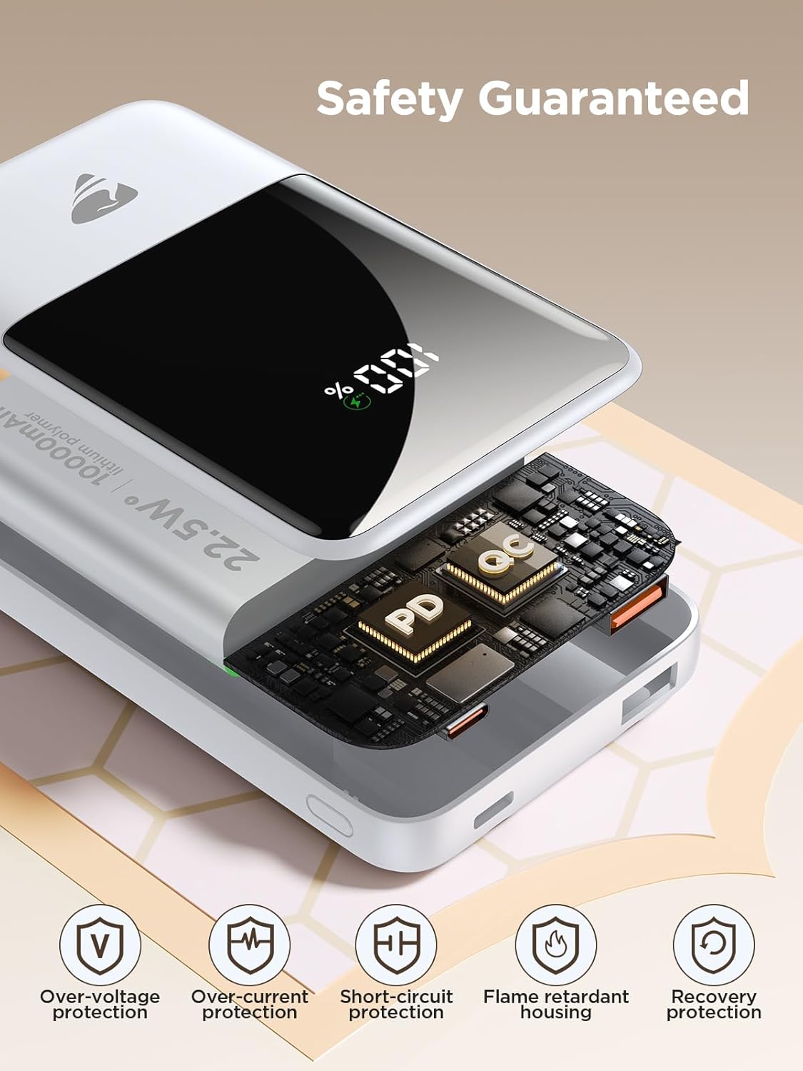 Aioneus Portable Charger, 10000mAh Power Bank 22.5W Fast Charging Portable Charger with Built in Cable Battery Pack USB C Travel Charger for iPhone11 12 13 14 15 16 Samsung GalaxyS24 S23 Android(1 Pk) - Image 4