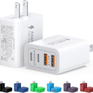 40W USB C Charger Block, 2-Pack 4-Port Type C Fast Charging Brick Dual PD&QC Wall Plug Adapter Compatible for iPhone13/14/15/16/17 Pro/Pro Max/iPad, Airpods, iwatch, Samsung Galaxy