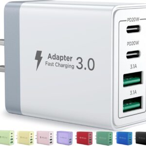 Aioneus USB C Charger Block, 40W Fast Charging Block Type C Charging Block 4-Port Dual Port PD+QC Wall Charger Head Cube for iPhone 17 16 15 14 13 12 11 Pro Max XS, iPad, Samsung Phone, Tablet