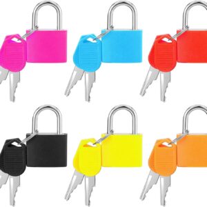 Pimoys 6 Pcs Multicolor Small Luggage Locks with Keys, Mini Locker Lock, Metal Suitcase Locks, Plastic-Covered Copper Keyed Padlock for Locker, Suitcase, Boxes