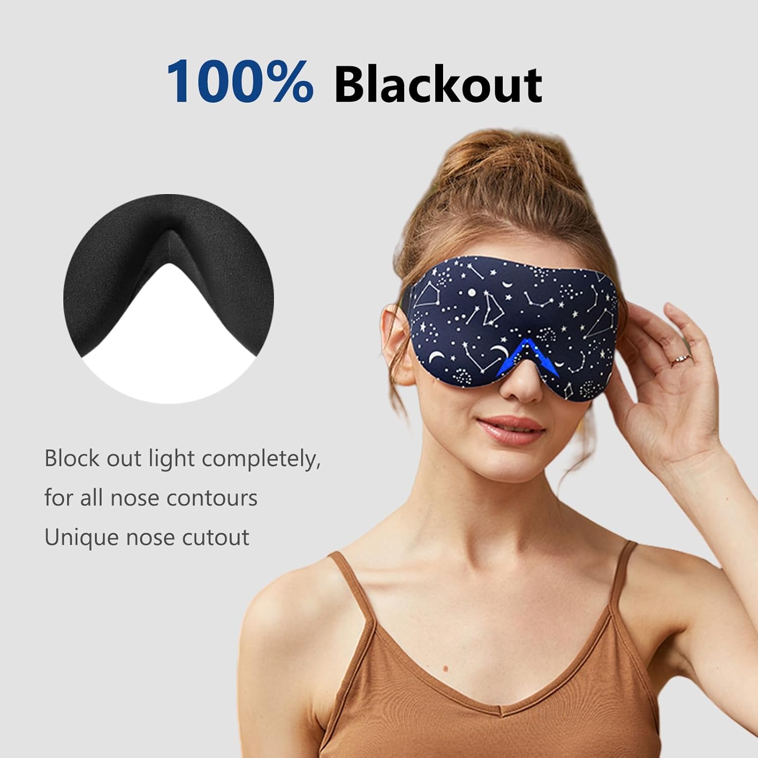 ALASKA BEAR Sleep Mask Women Men with Molded Eye Cups, Well-Contoured 3 D Extra-Plush Soft Memory Foam Blackout Eye Mask Zero Pressure on Eyelids & Eyelashes w Earplugs Set - Silent Night Stars - Image 3