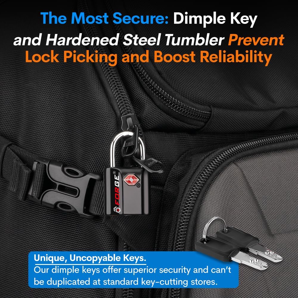 TSA Approved Luggage Locks, Ultra-Secure Dimple Key Travel Locks with Zinc Alloy Body - Image 4