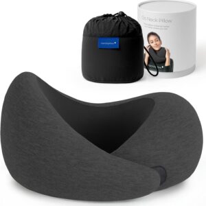 Ostrichpillow Go Neck Pillow, Travel Pillows for Airplanes, Premium Memory Foam Travel Pillow, 360º Ergonomic Design, Asymmetrical Sides, Travel Bag Included, Washable Modal Cover