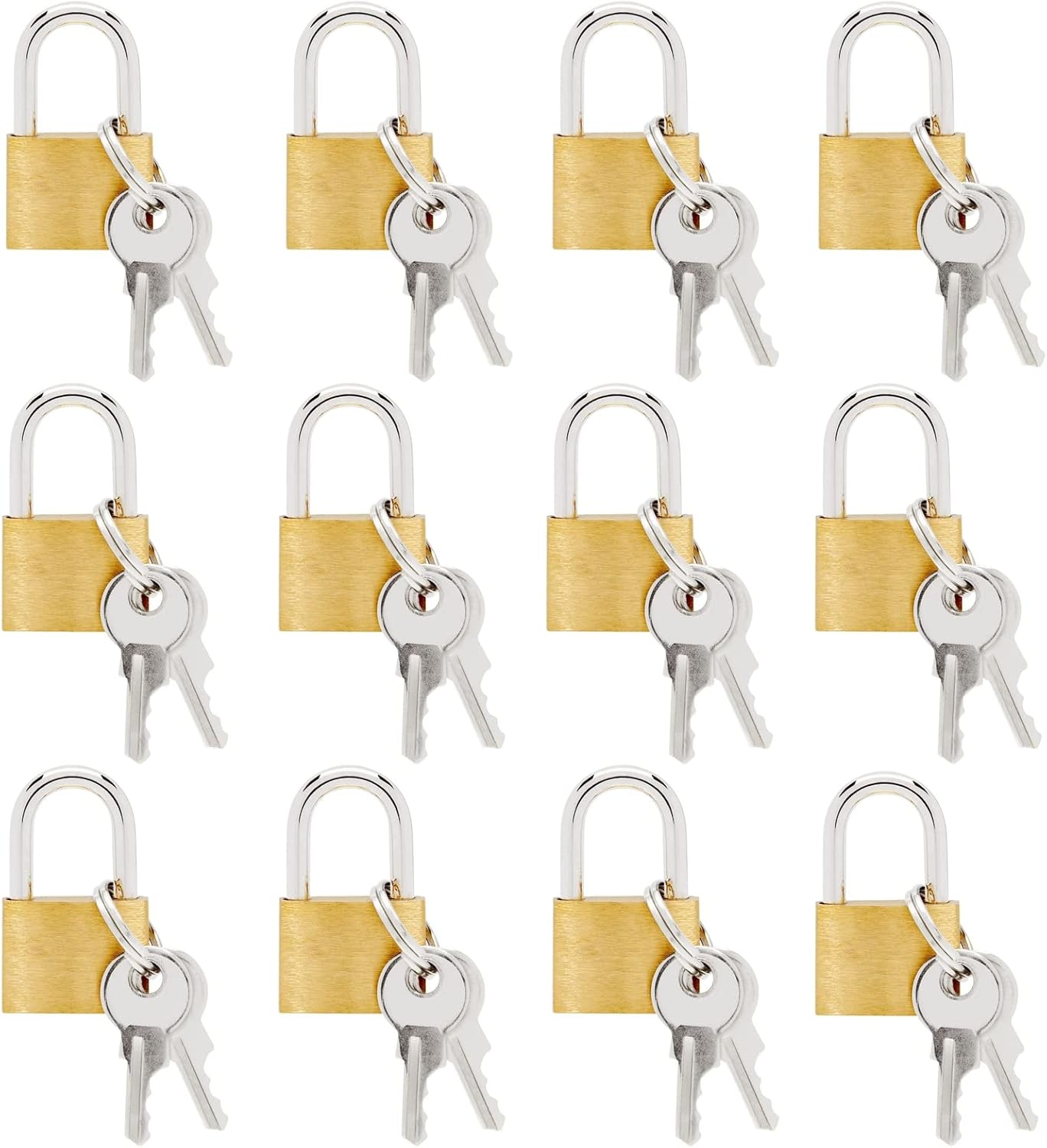 Juvale Luggage Locks with Keys - 12-Pack, 0.7 x 1.2 x 0.25 in, Gold & Silver - TSA Approved Locks for Luggage & Travel Security