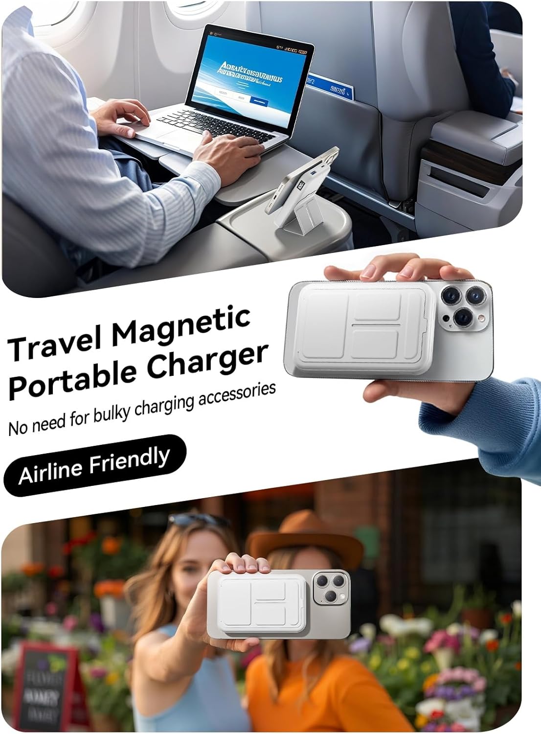 Magnetic Portable Charger, 10000mAh Power Bank with Leather Foldable Stand - Travel Essentials, USB-C 20W Fast Charging for Magsafe Battery Pack, Compatible with iPhone 17/16/15/14/13 Series - Image 8