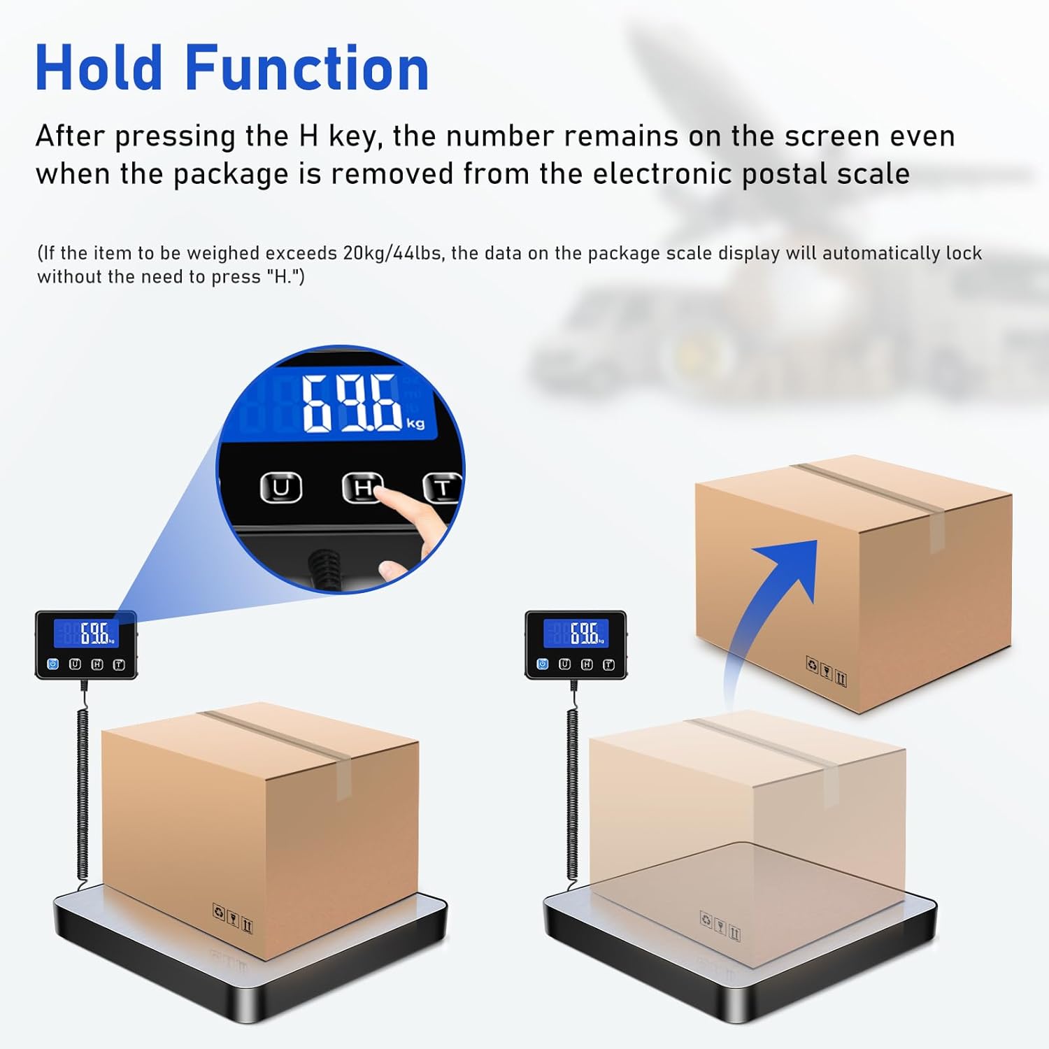 Shipping Scale, 440lb/0.5oz High Accuracy Digital Scale for Packages with Hold, Tare Function, Postal Scale for Small Business, Luggage, Home Use (Battery & Charging Cable Include) - Image 4