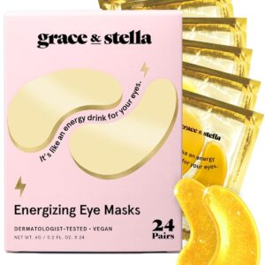 grace & stella Award Winning Under Eye Mask - Stocking Stuffers for Women - Gifts for Teenage Girls - Gel Eye Patches for Dark Circles, Puffy Eyes, Undereye Bags - Vegan - Self Care (24 Pairs, Gold)