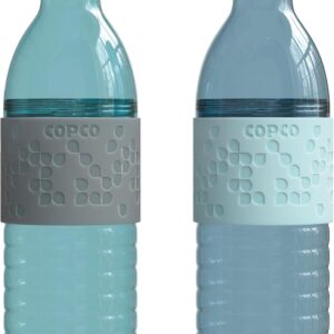 Copco Water Bottle with Chug Lid, Reusable, BPA Free Plastic, Dishwasher Safe, Perfect for Travel, School, Outdoors, and Gym, Hydra 16.9oz, Set of 2, Light Blue & Gray