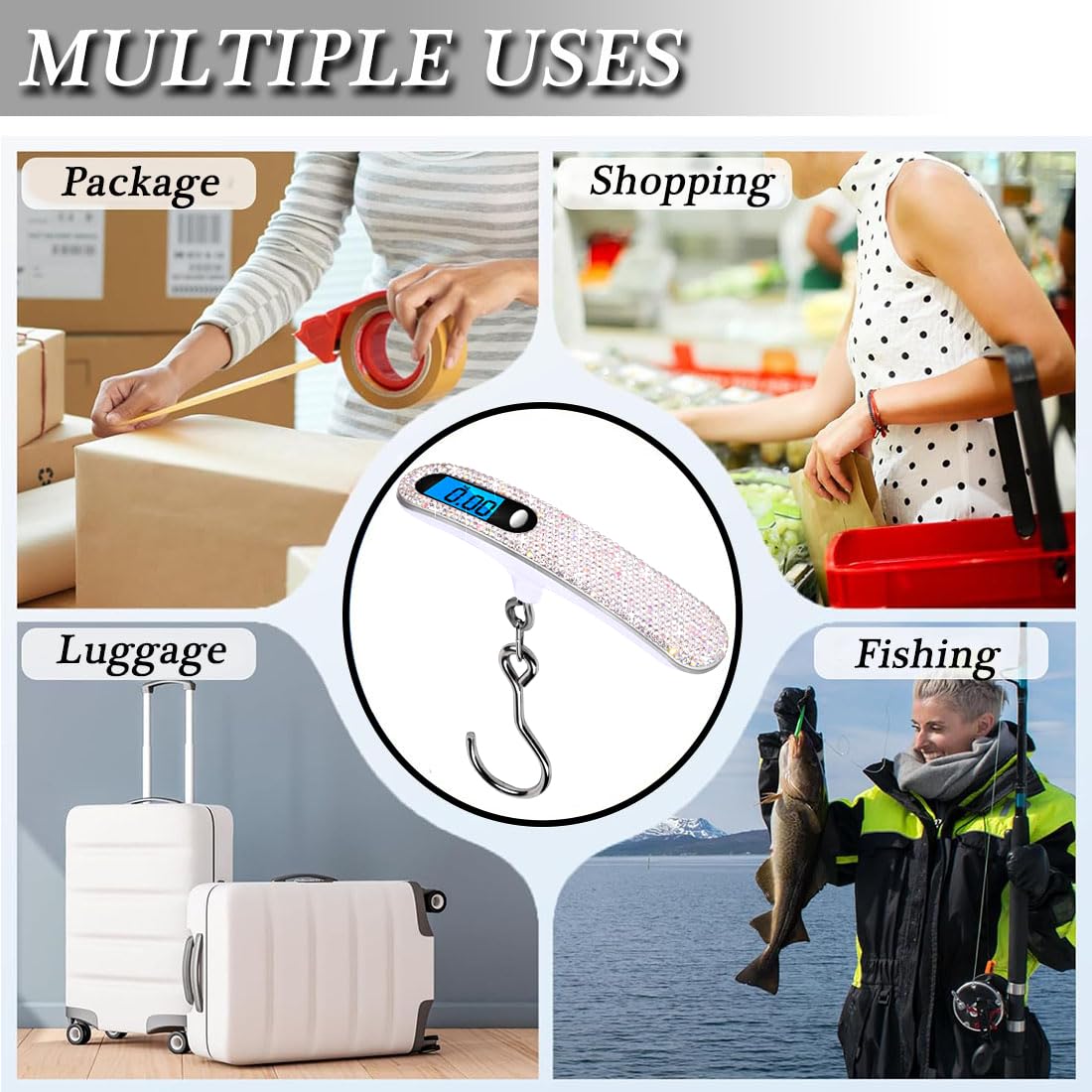 Digital Luggage Travel Scale with Overweight Warning Function, 110 Pounds, Battery Included Portable Handheld Electronic Weighing Luggage Scale - Image 6