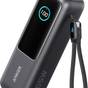 Anker Laptop Power Bank, 25,000mAh Portable Charger with Triple 100W USB-C Ports, Built-in Retractable Cables, Flight-Approved for Travel, iPhone 17/16 Series, MacBook, Samsung, and More