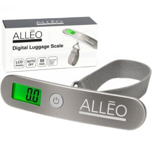 Alleo Luggage Weight Scale for Travel 110lbs - Precise Luggage Scale Travel Digital, Portable Handheld Bag Weigher with Backlit LCD, Battery Included, Compact for Airport, Cruise & Carry-On