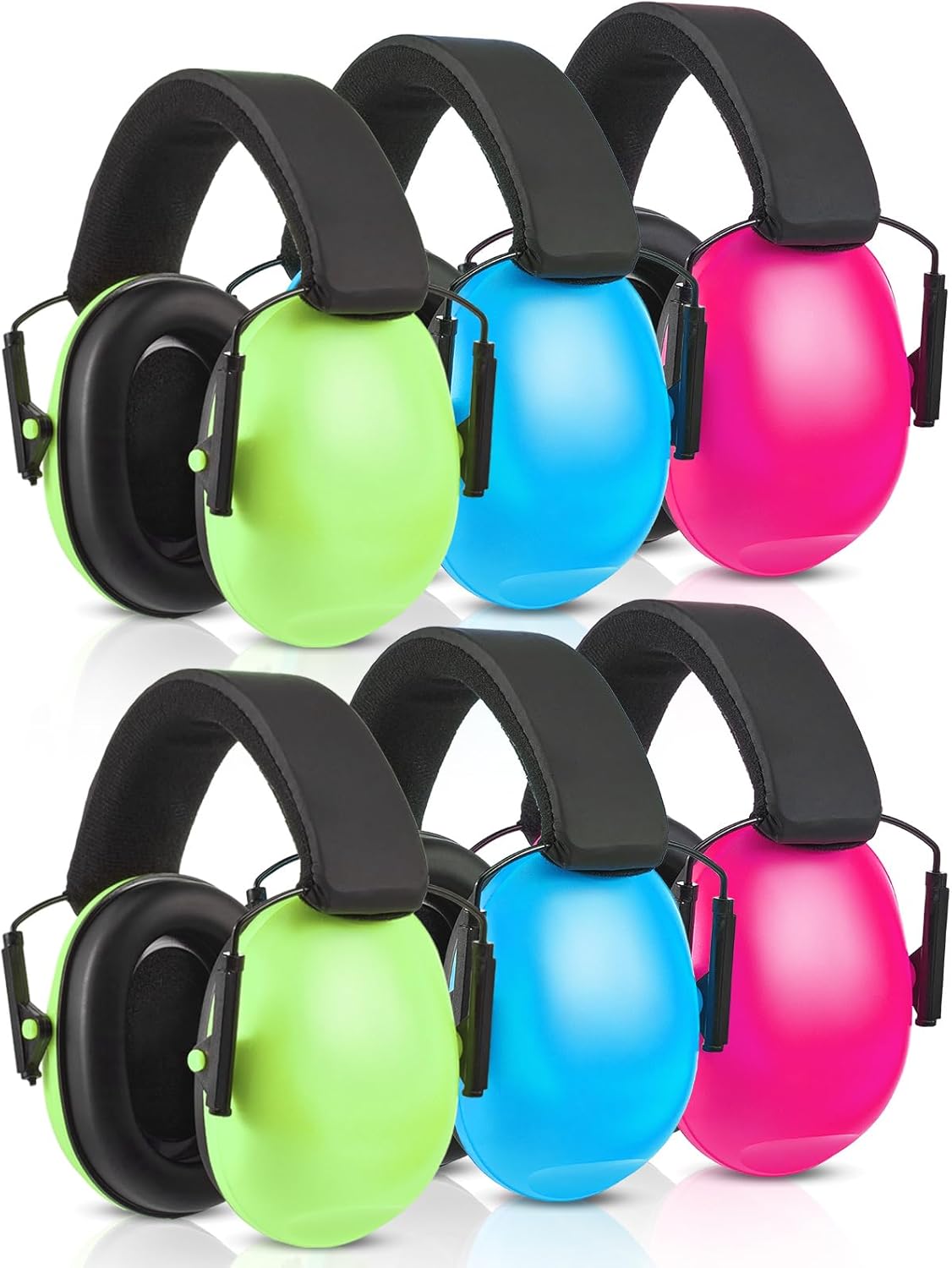 Amylove 6 Pcs Kids Noise Cancelling Headphones, 27db Adjustable Reduction Earmuffs for Autism Sensory Toddler Children(Novel Style,Green Pink Blue)