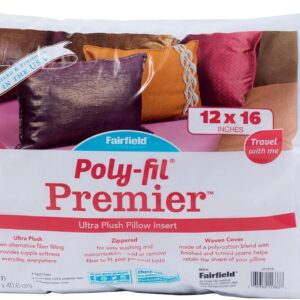 Fairfield Poly-Fil Premier Accent/Travel Pillow Insert, 12" x 16", White,JP1216