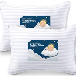 Utopia Bedding Toddler Pillow (White, 2 Pack), 13x18 Pillows for Sleeping, Soft and Breathable Cotton Blend Shell, Small Kids Pillow Perfect for Toddler Bed and Travel (Intended for Age 2 and up)
