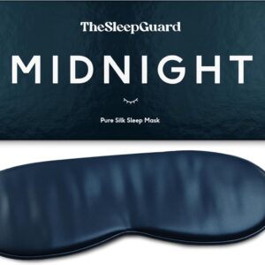 TheSleepGuard Pure Silk Sleep Mask [100% 6A Mulberry Silk, 22 Momme] Light Blocking Travel Essentials. Eye Masks for Sleeping. Black Oeko-Tex Blindfold. Eye Covers for Men & Women