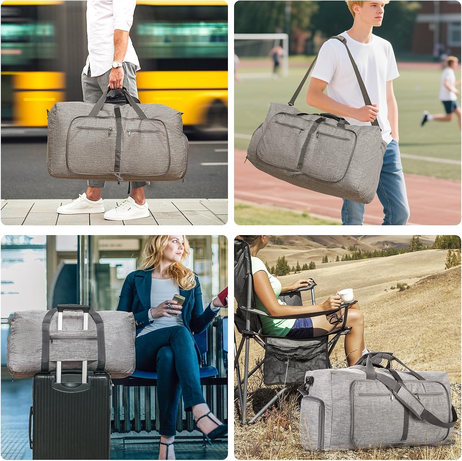Vomgomfom 65L/85L/115L Foldable Travel Duffle Bag, Lightweight Checked Luggage with Shoe Compartment, Water-Resistant Weekender Overnight Bag for Men & Women - Image 9