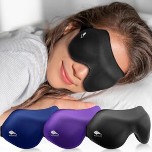 Sleep Masks for Side Sleeper Women Men 3 Pack: Patented Light Blocking Design for Sleeping - 3D Zero Eye Pressure Lash Extension Eye Covers - Memory Foam, Airplane Travel Essentials, Blindfold