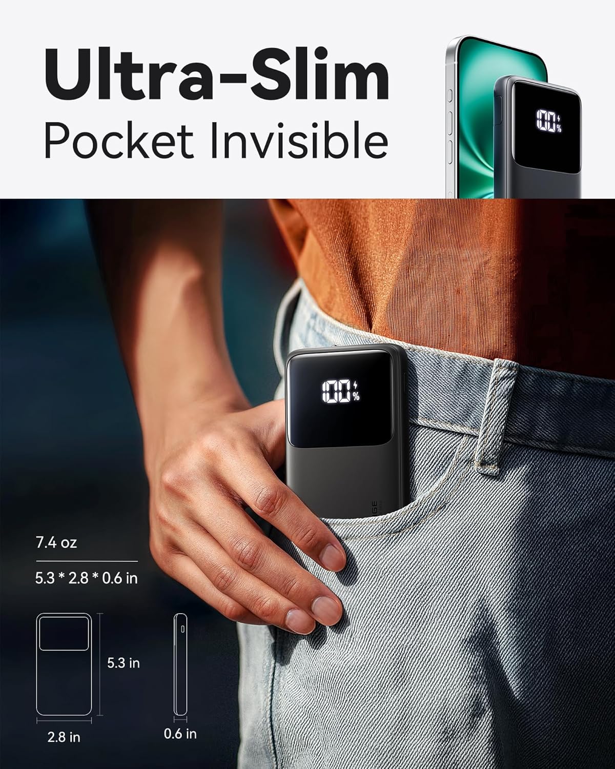 INIU Portable Charger, Slimmest Fast Charging 10000mAh USB C in/Out Power Bank, 22.5W PD3.0 QC4+ Battery Pack, Portable Phone Charger for iPhone 16 15 14 13 12 Pro Samsung S22 S21 Google AirPods iPad - Image 3