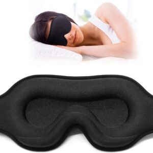 Sleep Eye Mask for Side Sleeper, Lash Extensions 3D Contoured Cup Sleeping Mask for Men Women, Travel Blackout Night Blindfold Eye Shade Cover with Adjustable Strap (Black-Side Sleeper)