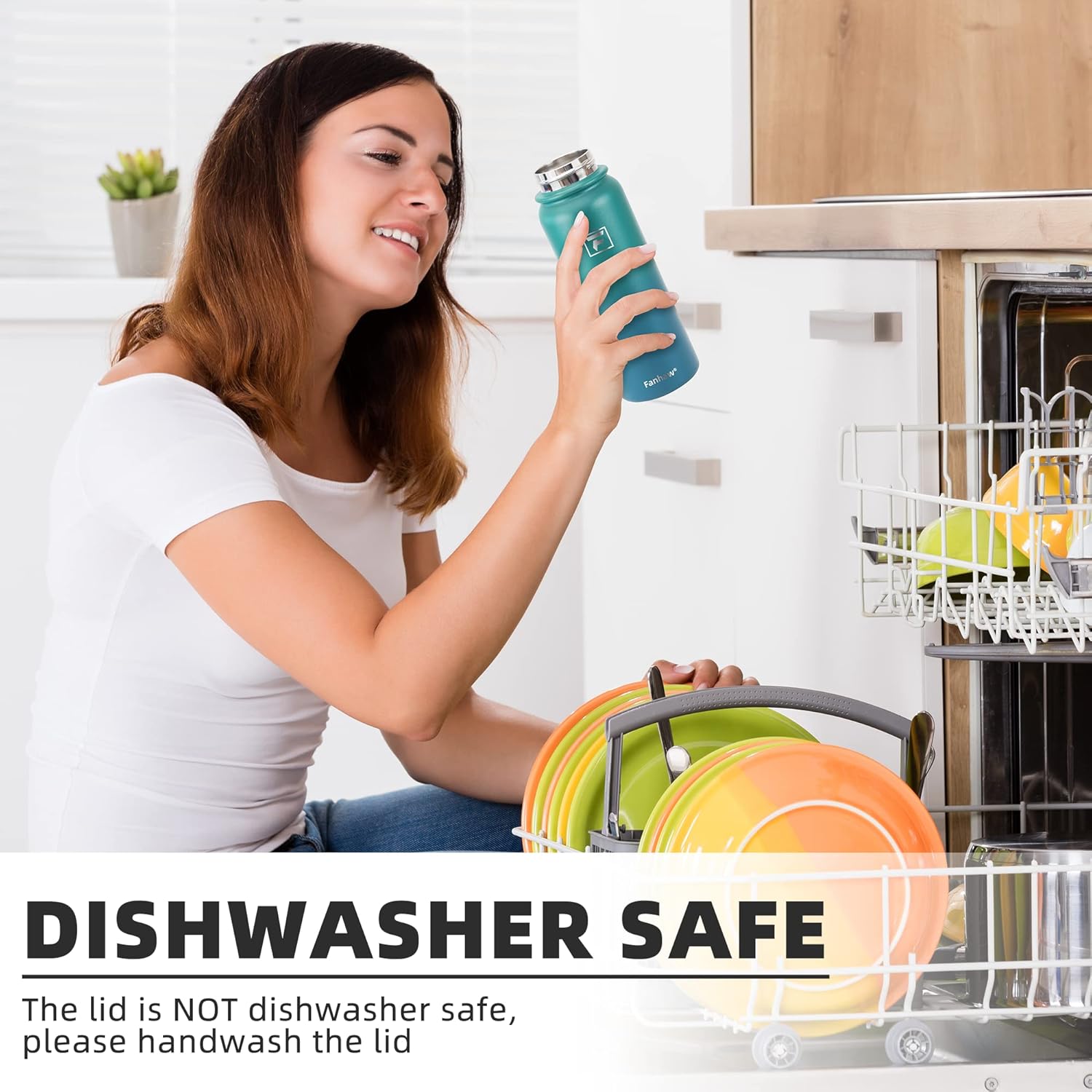 Fanhaw 20 Oz Insulated Stainless Steel Vacuum Water Bottle with Anti-Dust Pop-Open Lid - For Kids, Women, Men | Leak & Sweat Proof (Green Blue) - Image 7