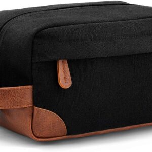 Vorspack Travel Toiletry Bag - Hanging Toiletry Bag for Men Water Resistant Canvas Shaving Bag with Large Capacity for Travel - Black