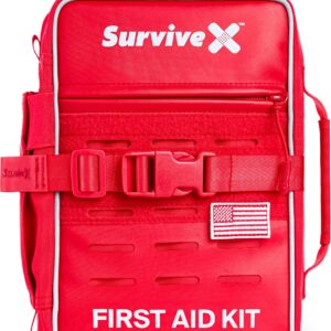 Large Pro First Aid Kit for Car, Travel & Home - Emergency Kit for Hiking, Camping, Backpacking and Outdoors - Includes Zip Stitch Wound Closure Strips