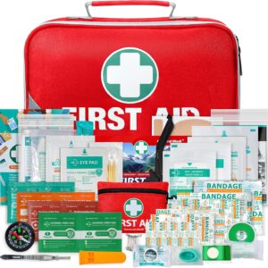 General Medi 2-in-1 First Aid Kit (215 Piece Set) + 43 Piece Mini First Aid Kit -Includes Ice(Cold) Pack, Moleskin Pad and Emergency Blanket for Travel, Home, Office, Car, Workplace