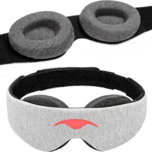 Manta Sleep Mask - 100% Light Blocking, Adjustable Sleeping Mask with Detachable Eye Cups, Ultra Comfortable for Women & Men, Zero Pressure on Lashes, Perfect for Travel/Shift Work