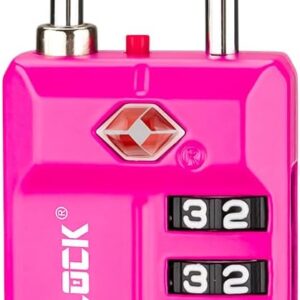 SURE LOCK TSA Approved 4-Digit Resettable Combination Luggage Locks with Open Alert, Easy-Read Dials - for Luggage, School Lockers, Gym, Office, Toolbox & Security Cases (Pink 1 Pack)