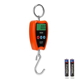 Digital Crane Scale 300kg/660lbs 200kg/440lbs with LED Handheld Mini Hanging Scale for Garage Farm Hunting Fishing Etc(200kg/Plastic Shell/Orange)