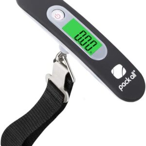 pack all 110 Lbs Luggage Scale, Digital Handheld Luggage Scale, Baggage Scale, Travel Weight Scale for Luggage with Backlit LCD Display, Battery Included, Black