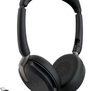 Jabra Evolve2 65 Flex Wireless Stereo Headset - Bluetooth, Noise-Cancelling ClearVoice Technology & Hybrid ANC - Works with All Leading UC Platforms Such As Zoom & Google Meet - Black