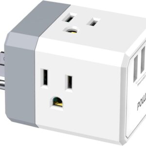 3-Outlet USB Wall Charger and Extender with 3-Way Splitter, ETL Listed - for Home, Office, Cruise Ship