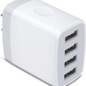 Samsung Galaxy & iPhone Fast Charging Station - USB Wall Charger with Multi USB Port Adapter & Cube Travel Box