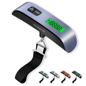Luggage Scale, 110lbs Portable Digital Luggage Weight Scale, Rubber Pain Suitcase Scales with LCD Display & Temperature for Travel (Blue)