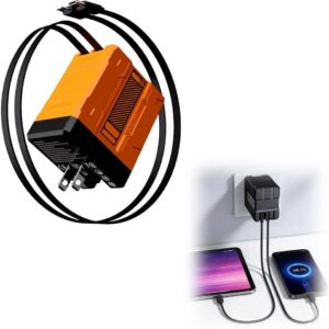 Upgraded 2 in 1 Fast Charger 120w, 2025 New Retractable Wall Fast Charger Module, Foldable Charging Adapter Wall Plug for All Smartphones (Orange)