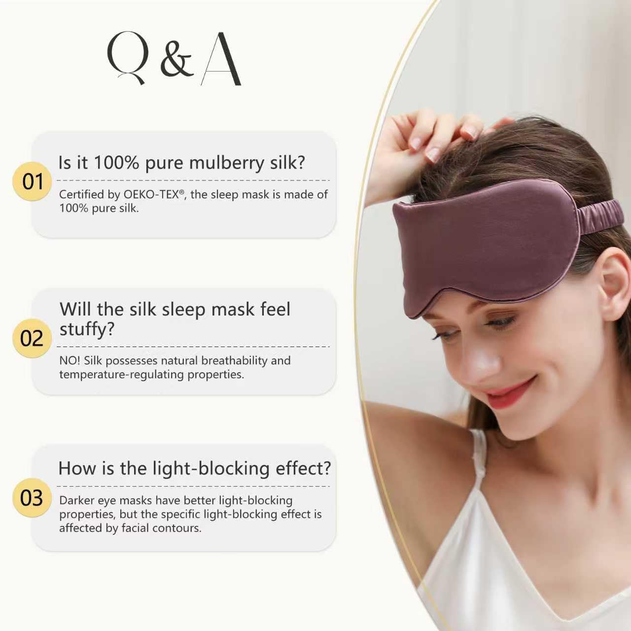 ZIMASILK Adjustable 100% 22 Momme Mulberry Silk Sleep Mask for Sleeping, Filled with Premium Mulberry Silk, Softest & Breathable Blackout Eye Sleeping Mask (Black) - Image 8
