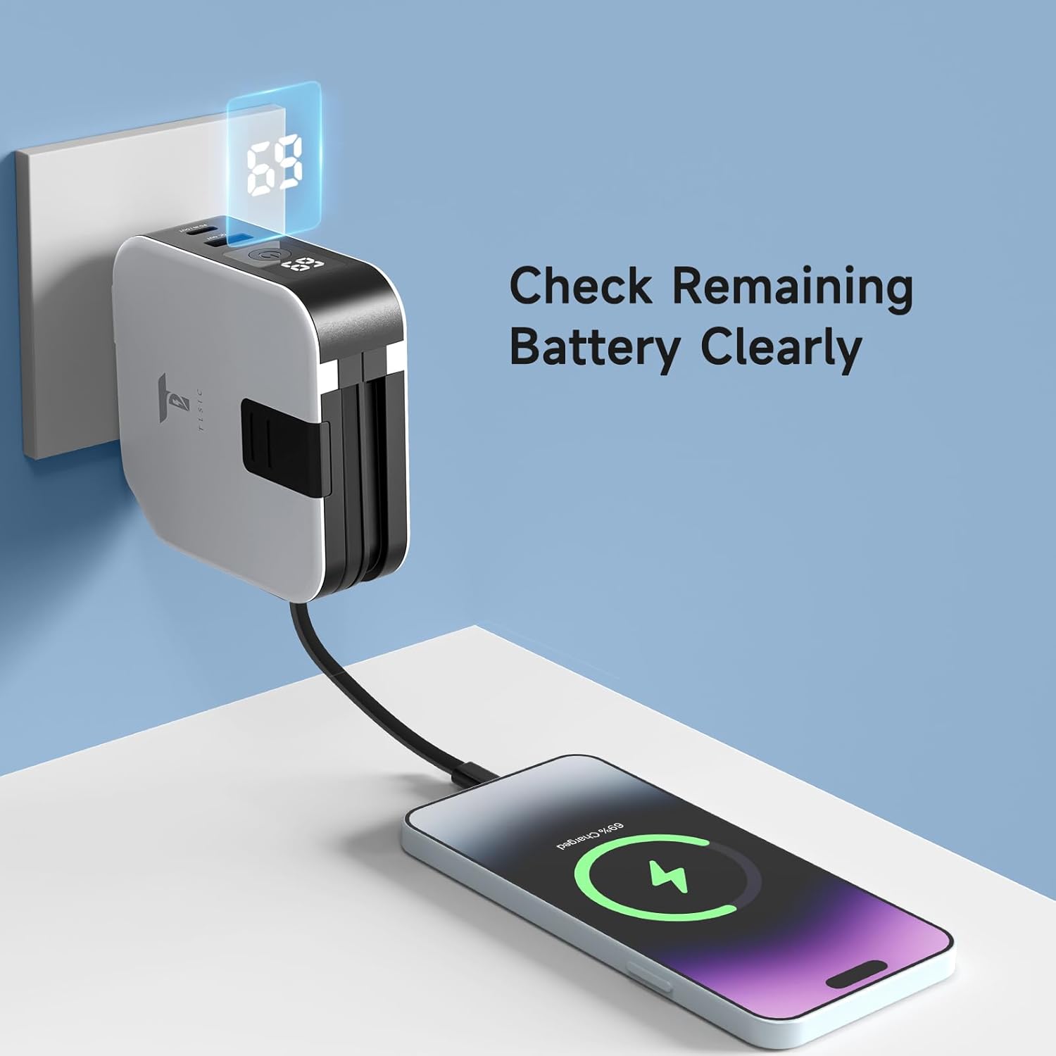 Powerpack Universal 5 in 1 Travel Power Bank - for Magsafe Battery Pack,10000mAh Power Bank with Built in Cable - Wireless Portable Charger for iPhone 15/15 Pro/ProMax, iPhone 14/13/12 Series - Image 6