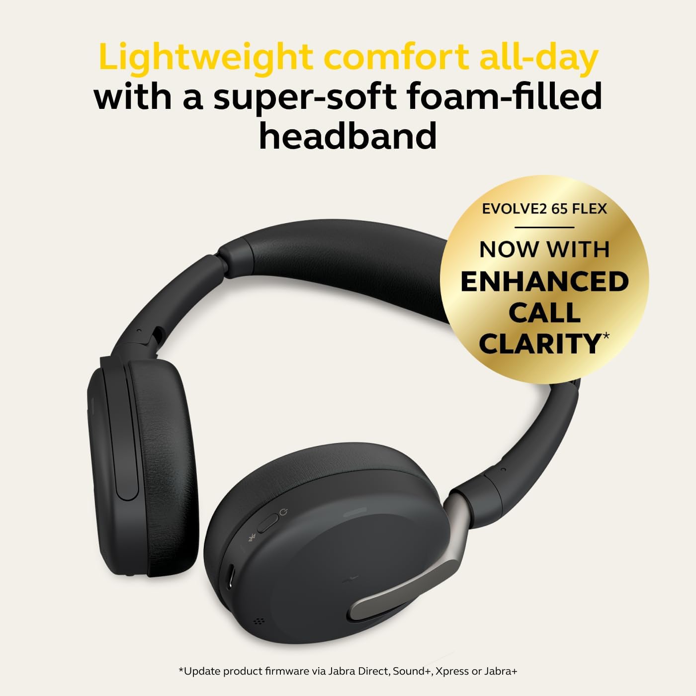 Jabra Evolve2 65 Flex Wireless Stereo Headset - Bluetooth, Noise-Cancelling ClearVoice Technology & Hybrid ANC - Works with All Leading UC Platforms Such As Zoom & Google Meet - Black - Image 2
