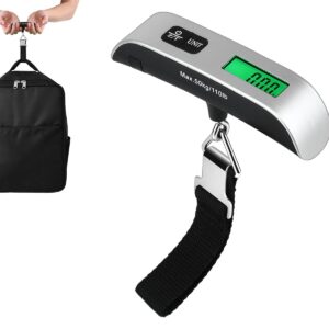 Luggage Weight Scale Portable Digital Suitcase Scale for Travel Handheld Scale with Temperature Sensor, 110 lb/50 kg, Battery Included