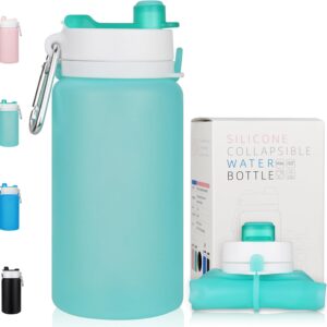 PLTCAT Collapsible Foldable BPA Free Reusable Lightweight Leak-Proof Travel Silicone Water Bottle for Travel, Gym, Hiking, Office, Camping