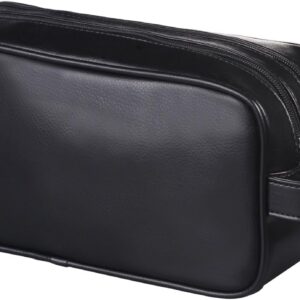 HappyDavid Soft PU Leather Zipped Travel Toiletry Bag Mens Ladies Supply Toiletry Bag Case(Black)