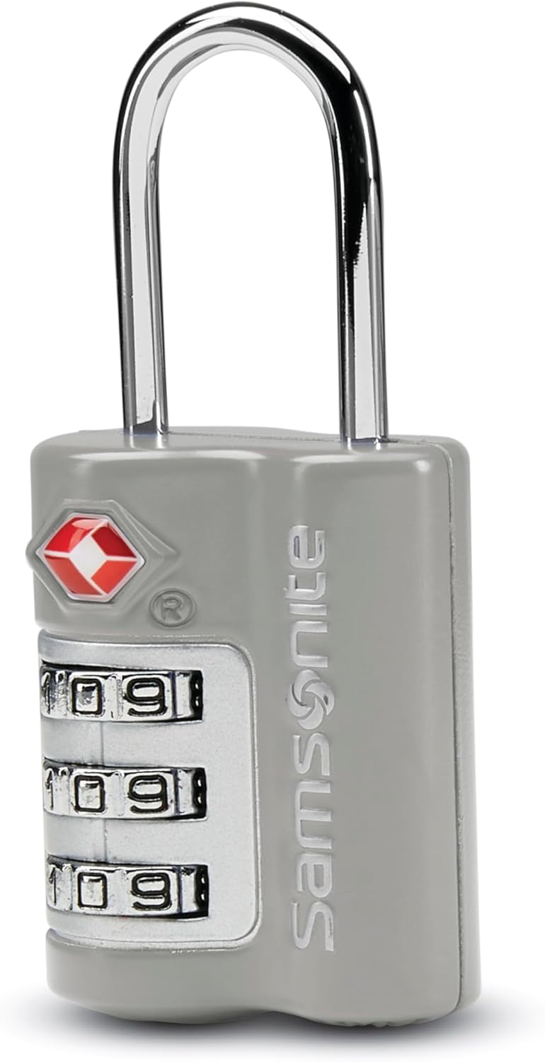 Samsonite 3-Dial Combination Lock, TSA Approved Travel Lock, Light Grey
