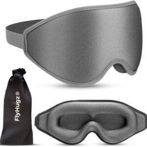 FlyHugz® 3D Travel & Home Sleep Mask | Ultra-Soft, 100% Light-Blocking Eye Mask for Deeper Sleep | Zero Eye Pressure, Adjustable Strap with Nose Bridge Design | Perfect for Travel and Insomnia