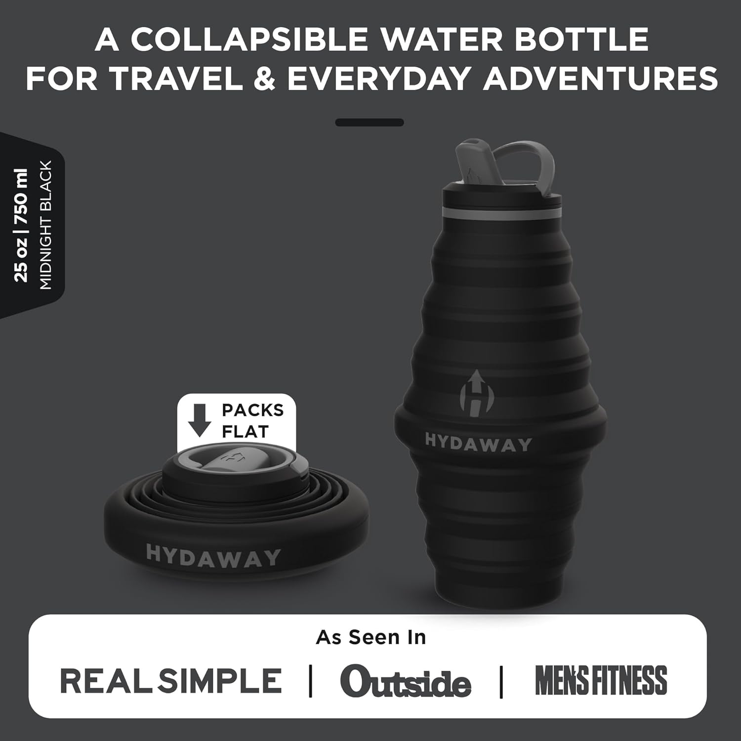 HYDAWAY 25oz Collapsible Water Bottle - BPA-Free, Leakproof, Lightweight, and Space-Saving - Perfect for Hiking, Travel, and All-Day Hydration - Image 2