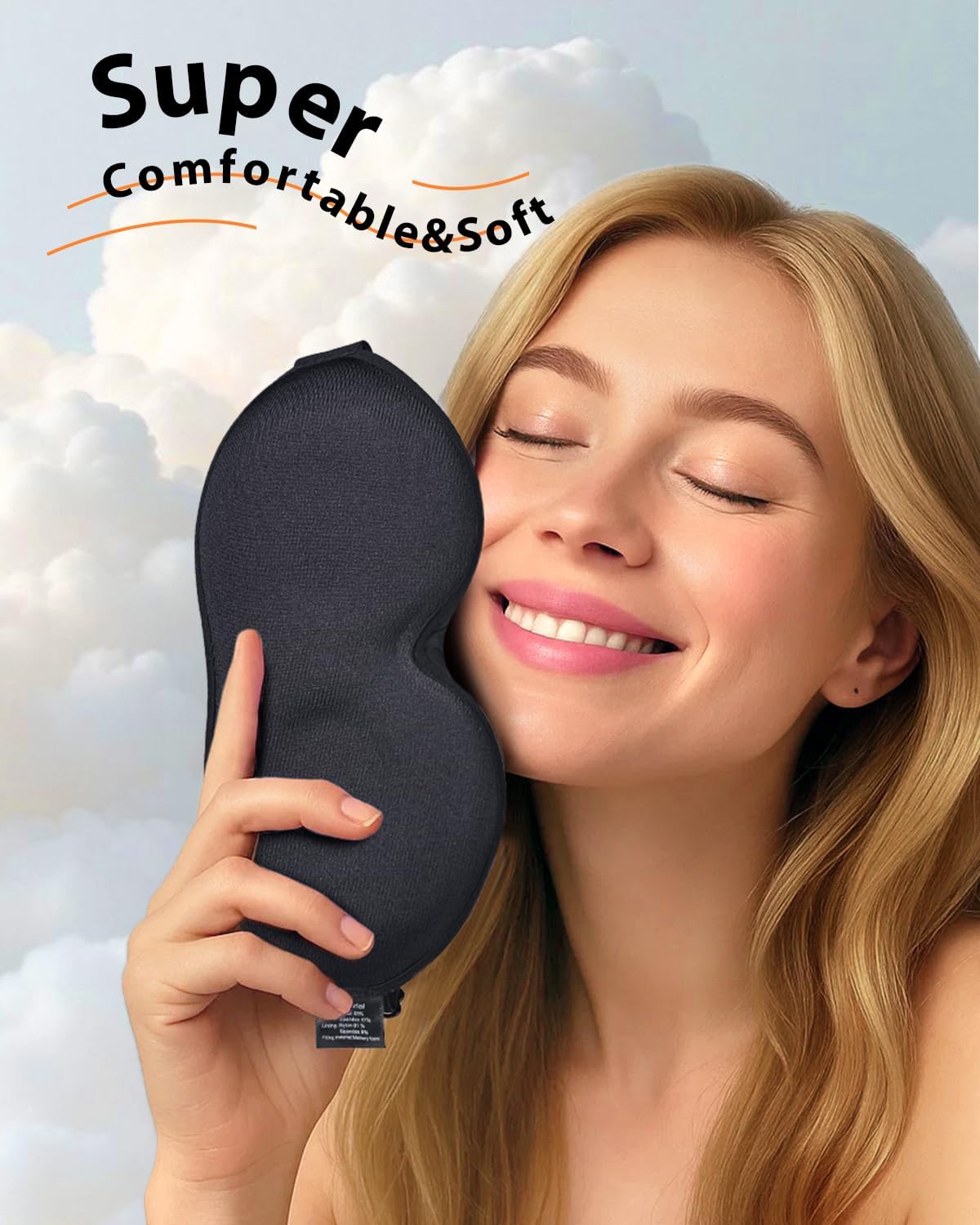 MABAO Weighted Sleep Mask - 100% Blackout Eye Mask for Sleeping for Women Men, 3D Contoured for Lash Extension, Zero Eye Pressure Memory Foam Cover, Soft Gentle Pressure Blindfold for Travel - Black - Image 8