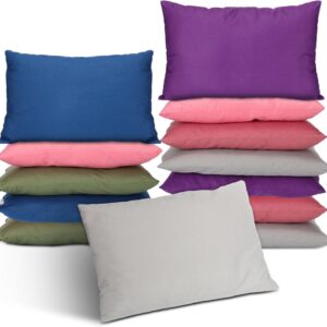 Kigley 12 Pack Mini Pillows for Daycare 9.1 x 13.8'' Small Travel Pillow Bulk Soft Breathable Cotton Pillow for Nap Travel Pet Neck Lumbar Purse Insert (Dark Color)