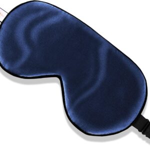 ZIMASILK 100% Mulberry Silk Sleep Mask with Adjustable Strap, Super-Smooth Soft Natural Silk Eye Mask for Sleep, Multiple Color Options(Navy Blue)