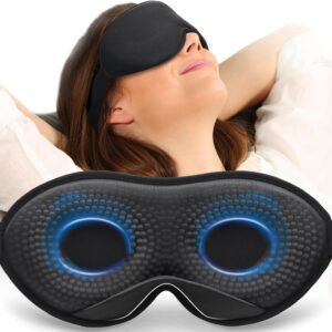 MABAO Weighted Sleep Mask - 100% Blackout Eye Mask for Sleeping for Women Men, 3D Contoured for Lash Extension, Zero Eye Pressure Memory Foam Cover, Soft Gentle Pressure Blindfold for Travel - Black