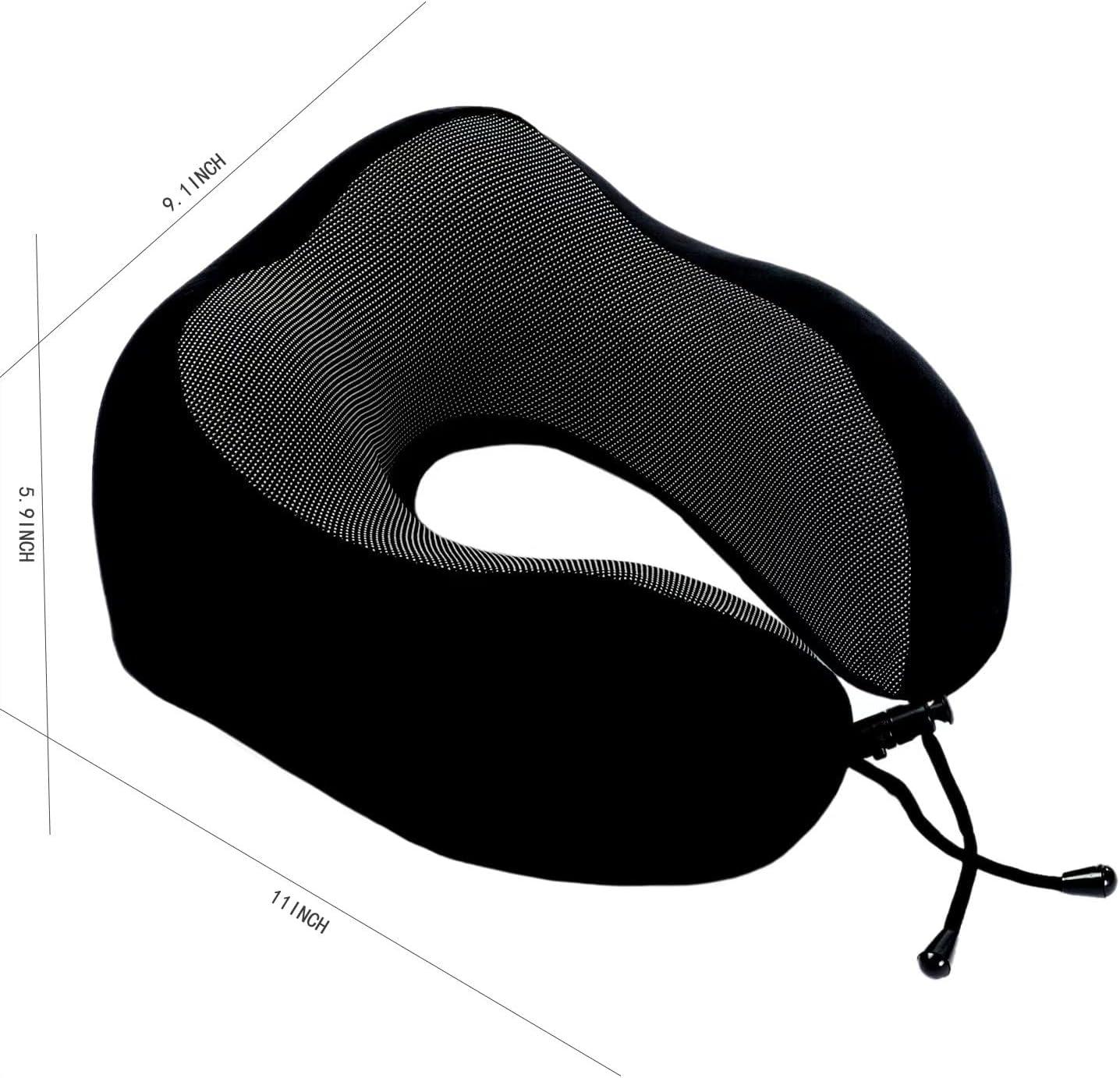 Memory Foam Travel Pillow, Neck Pillow with 360-Degree Head Support, Comfortable Ideal for Sleeping on Airplane, Car, Train, Bus and Home Use, Comes with Storage Bag (Black) - Image 6